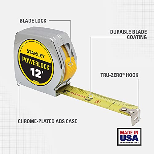 STANLEY PowerLock Tape Measure, 12-Foot (33-312) STANLEY