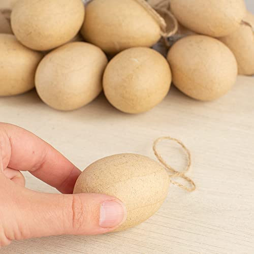 Pack of 12 Paper Mache Egg Ornaments by Factory Direct Craft - DIY Unfinished Blank Papier Mache Easter Eggs to Paint and Decorate (Size- 2-1/4" - WoodArtSupply