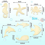 WILLBOND Unfinished Wood Cutouts Ocean Animals Wooden Paint Crafts for Kids Home Decor Ornament DIY Craft Art Project, Octopus, Shark, Whale, WILLBOND