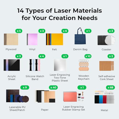  xTool F1 Laser Material Kit, 137-Piece Laser Material Box, 14  Kinds of Laser Engraving Materials, DIY Materials for Diode & Infrared  Laser, Laser Materials for xTool F1 and Other Laser Engravers