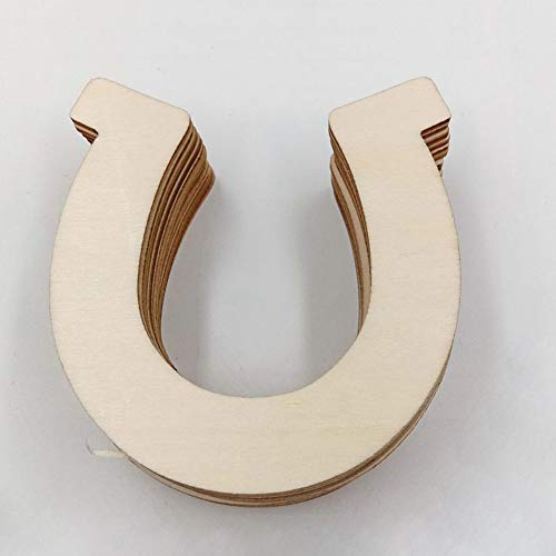 24 Pcs Unfinished Wood Slices Horseshoe Shape Wooden Cutouts Discs DIY Craft Supplies for Home, Party, Wedding and Birthday Decorations Teensery