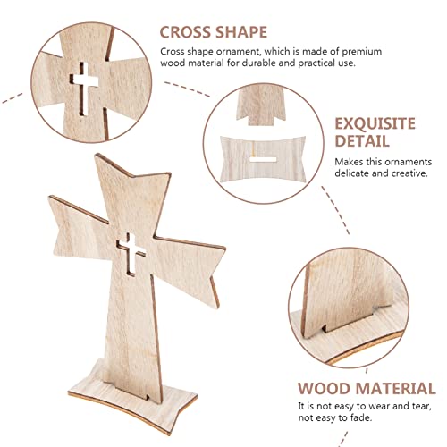 PRETYZOOM 60 pcs Holiday Decorations Wood Jesus Cross Wood Crosses for Crafts Unfinished Cutout Remembrance Ornament Tabletop Cross Holy Cross Table PRETYZOOM