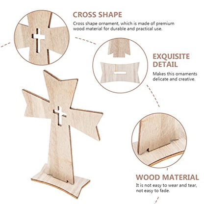 PRETYZOOM 60 pcs Holiday Decorations Wood Jesus Cross Wood Crosses for Crafts Unfinished Cutout Remembrance Ornament Tabletop Cross Holy Cross Table - WoodArtSupply