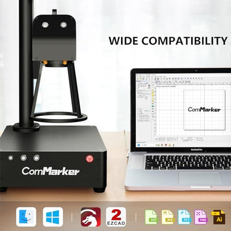 ComMarker B4 60W JPT Mopa Fiber Laser Engraving Machine,Support Lightburn Laser Engraver with 2Lens and L Protective shield,2in1 Desktop Handheld ComMarker