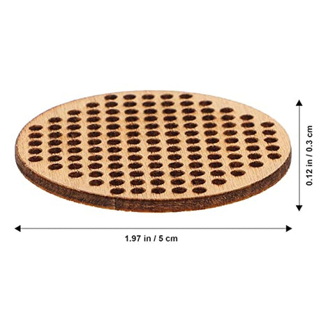 Amosfun 20pcs Circle Wooden Hanging Tags Round Blank Hole Paved Cross Stitch Ornament Crafts for DIY Engraving Amosfun