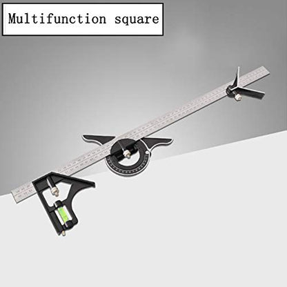 Stainless steel t square ruler Adjustable sliding combination Square Square Ruler & Protractor Level Measure Measuring Set 4-Piece 12" 4R Combination - WoodArtSupply