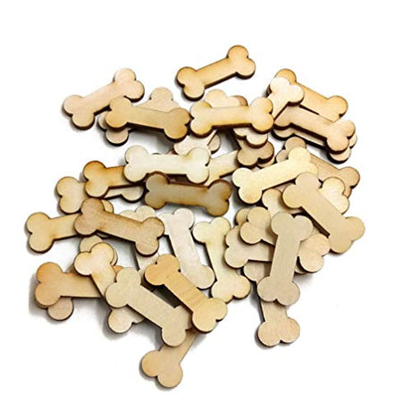 Healifty 100pcs Wood DIY Crafts Cutouts DIY Wood Dog Bone Cutouts Animal Wood Token Wood Cutouts Blank Dog Bone Slice Wood Crafts Unfinished Wood Healifty