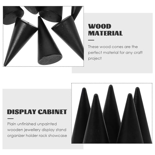 MAGICLULU 10pcs Natural Wood Cone Ring Display Stand Wooden Cone Jewelry Holders Unfinished DIY Craft Cone Jewelry Display Cone for Girls Women DIY MAGICLULU
