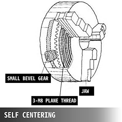 VEVOR K11-100 Lathe Chuck 4",Metal Lathe Chuck Self-centering 3 Jaw,Lathe Chuck With Two Sets Of Jaws, for Grinding Machines Milling Machines - WoodArtSupply
