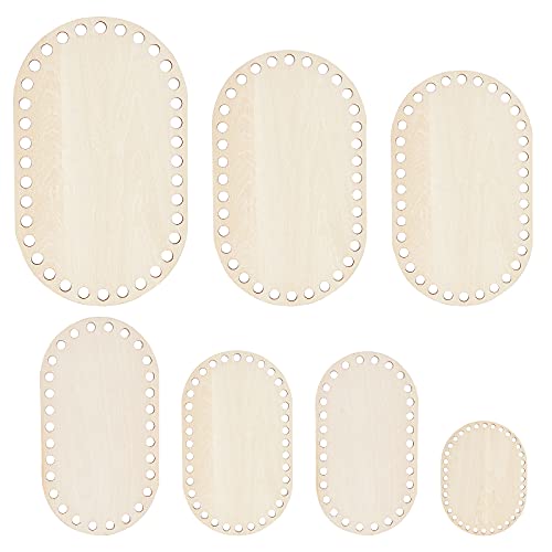PH PandaHall 7 Sizes Natural Wooden Basket Bottom Oval Blank Solid Crochet Basket Wood Base for DIY Basket Weaving Supplies Craft Making Home PH PandaHall