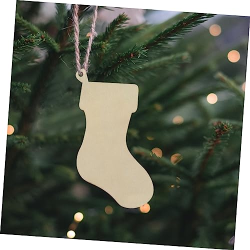 ABOOFAN 150 Pcs Christmas Unfinished Stocking Stuffera DIY Wood Stockings Christmas Hanging Tag Wood Socks Unfinished Christmas Ornaments Wedding