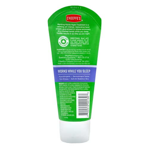 O'Keeffe's Working Hands Night Treatment Hand Cream, 3 oz Tube, (Pack of 2) O'Keeffe's