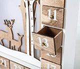 BRUBAKER Reusable Wooden Advent Calendar to Fill - White Winter Landscape with LED Lighting - DIY Christmas Calendar 13.98 x 2.36 x 10.63 inches BRUBAKER