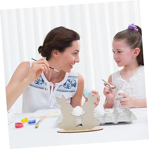 VOSAREA 10pcs White Rabbit Ornament Wood Rabbit Cutouts Wood Bunny Slice Bunny Shaped Wood Cutout Bunny Wooden Slices Easter Wood Embellishments DIY VOSAREA