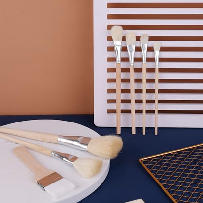 7pcs Gilding Brushes Set, Assorted Size Mop Brushes for Painting Versatile Goat Hair Brushes Paint Brushes for Crafts Acrylic Painting Gold Leaf - WoodArtSupply