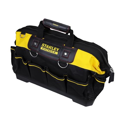 STANLEY FATMAX Technician Tool Bag, Heavy Duty 600 Denier and Leather, Multifunctional Tool Storage Organiser, 18 Inch, 1-93-950