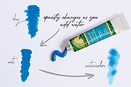 MyArtscape Supplies Paint Set - Gouache 12 x 12ml Paint Tubes with Pocket Paint Brush Set - 7 Artists' Paintbrushes - Set 1 MyArtscape