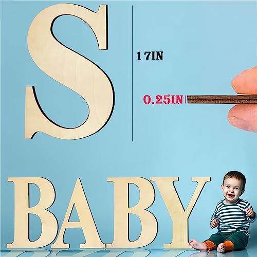17 Inch Unfinished Wood Letter for Wall Decor, Paintable Thick Wooden Letter for DIY Craft Projects, Blank Wood Alphabet Letter for Birthday, BIUWING