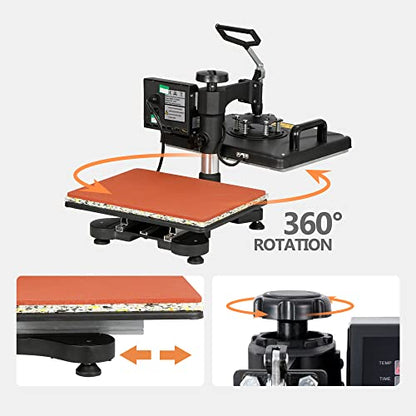 F2C Heat Press Combo 5 in 1 Heat Press Machine, Digital Multifunctional Sublimation Heat Transfer Machine Swing Away 360 Degree Rotation for T - WoodArtSupply