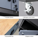 BIG RED 6 Piece Organizer Chest Tool Storage Cabinet, 18.5" x 76.8" x 75.79", Grey BIG RED