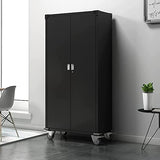 Aobabo Metal Garage Storage Cabinet with Wheels,72In High Lockable Steel Storage Cabinet for Garage Home Office Storage, Black Required-Assembly Aobabo