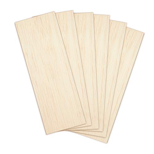 CRAFTIFF Balsa Wood Sheets Unfinished Thin Wood Pieces for Crafts 1/16 Thick 12"x4" - Pack of 6 (12"x4", Pack of 6)
