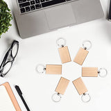 20 Pieces Blank Wooden Key Chain, Rectangle Wood Blanks for Key Chains, Wood Engraving Blanks for DIY Gift Crafts fuceury