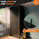 METALTIGER Locking Metal Storage Cabinet | Garage Storage Cabinet with Doors and 5 Adjustable Shelves | 71" Lockable Tool Cabinet | Heavy-Duty Metal METALTIGER