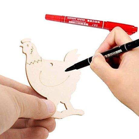 JANOU 20pcs Hen Shaped Wood DIY Craft Cutouts Chicken Unfinished Wood Gift Tags Ornaments with Ropes for Wedding Birthday Happy Easter Party JANOU