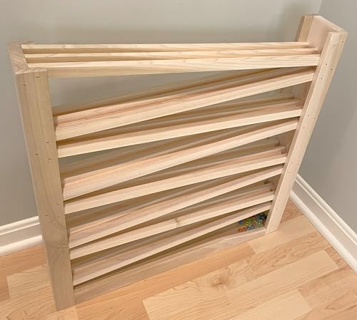 Deluxe, Authentic Wood Double Marble Run. Excessively Designed, Amish Built. About 25” x 25”, 8 Levels of Twin Tracks – Taller, Longer, More Tracks, Generic