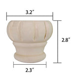 Btibpse Wooden Furniture Legs 3'' Unfinished Bun Feet for Sofa, Chair, Loveseat, Ottoman, Dresser Foot Set of 4 Btibpse