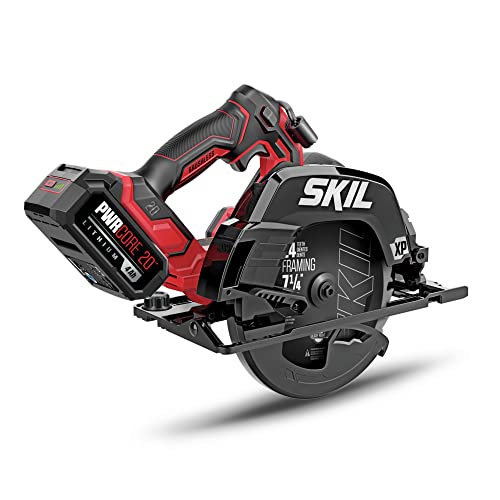 SKIL PWR CORE 20™ Brushless 20V 7-1/4 In. 5300 RPM, Circular Saw Kit Includes 4.0Ah Lithium Battery and Quick Charger- CR5440B-10 Skil