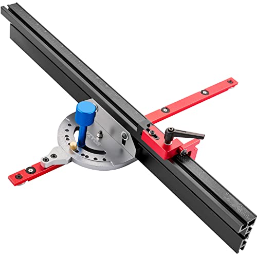VEVOR Precision Miter Gauge, 18" Aluminum Table Saw Miter Gauge w/ 60 Degree Angled Ends for Max. Stock Support and a Repetitive Cut Flip Stop, Miter VEVOR