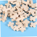 Tofficu 100pcs Unfinished Wooden Crosses Wood Cross Charms Unfinished Wood Cross Mini Wooden Crosses Wood Easter Cutouts Blank Wood Cutouts Cross Tofficu