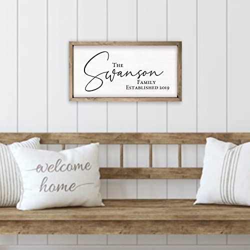 Personalized Framed Wooden Family Name Sign | Custom Family Established Wood Sign | Family Sign Wood Wall Decor… (9" x 18") MRC Wood Products