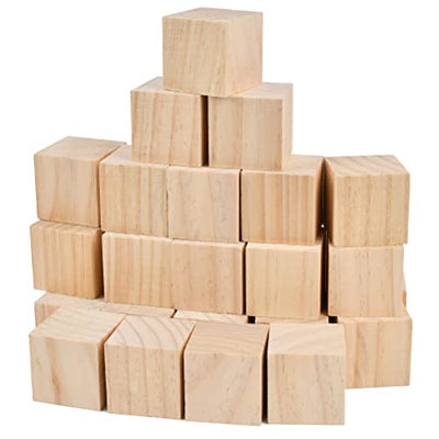 BUYGOO 30Pcs 2 inch Wooden Cubes Unfinished Wood Blocks for Wood Crafts, Wooden Cubes, Wood Square Blocks for Crafts and DIY Décor, Great for Baby