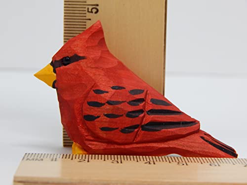 Selsela Cardinal Wood Red Bird Figurine Miniature Garden Statue Carving Home Decor Sculpture Small Animal - WoodArtSupply