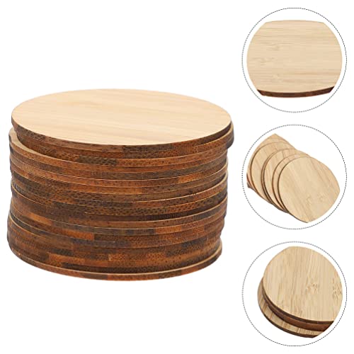 COHEALI 20pcs Round Bamboo Craft Bamboo Tag Unfinished Wooden Cutouts Blanks Round Disc Wood Graffiti Slices Christmas Wooden Cutouts Round Wood Slab COHEALI