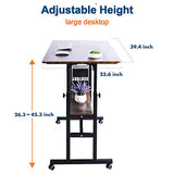 AIZ Adjustable Computer Double-Layer, Rolling Wheels Home Office Workstation, Portable Laptop Table Sitting, Adults or Children,Black Mobile Standing AIZ