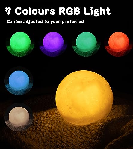 S Syxspecial Paint Your Own Moon Lamp Crafts Kit,Make Moon Night Light with Wooden Stand,4.7 Inch Handmade 3D Galaxy Moon Light, Space Paint Kit for