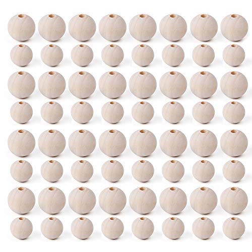 Foraineam 600 Pieces 20mm and 16mm Wood Beads Unfinished Natural Wooden Loose Beads Round Ball Wood Spacer Beads for Crafts DIY Jewelry Making - WoodArtSupply