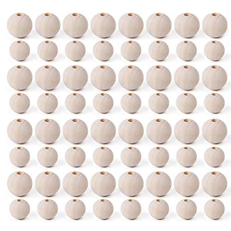 Foraineam 600 Pieces 20mm and 16mm Wood Beads Unfinished Natural Wooden Loose Beads Round Ball Wood Spacer Beads for Crafts DIY Jewelry Making Foraineam