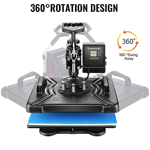 WHUBEFY Heat Press,8 in 1 Multifunctional Tshirt Printing Machine 15"x12" Digital Industrial Heat Transfer Machine,Swing Away Sublimation Heat Press