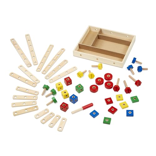 Melissa & Doug Wooden Construction Building Set in a Box (48 pcs) - WoodArtSupply