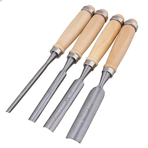 Mxfans Semicircle Wood Chisel Woodworking Carving Chisel Inner Edge Woodworking Gouge for Carpenter Wood Carving Hand Chisel Tool Pack of 4 - WoodArtSupply