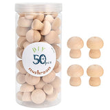 Wooden Mushroom Ornament, Unfinished Mushrooms, 50pcs Wood Mushroom DIY Toy in Clear Box, Plain Unpainted Mini Mushroom for Arts and Crafts Projects AUNMAS