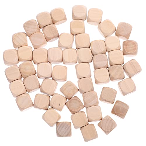 Kisangel 50Pcs wooden six sided dice 6 Sided Dice wood dice crafting blanks wood stacking cube unfinished wooden blocks for crafts wooden cubes bulk - WoodArtSupply