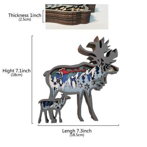 3D Wooden Reindeer Decor - Rustic Forest Animal Wall Sculpture for Home and Office - WoodArtSupply