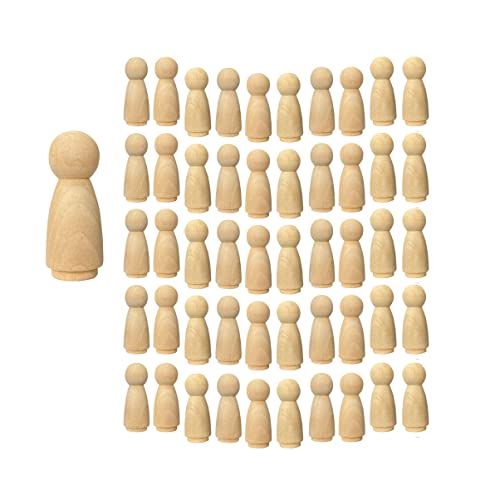 50 Pack Wood Peg Dolls Unfinished Wooden People Craft Blank Family Figures 3/4 x 2 inch Cregugua