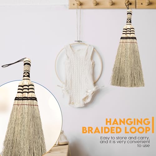 12 Inch Traditional Sorghum Whisk Broom Handmade Multi -Surface Sweeping Driveways, Sidewalk, Remove Dust and Dirt from Porches - WoodArtSupply